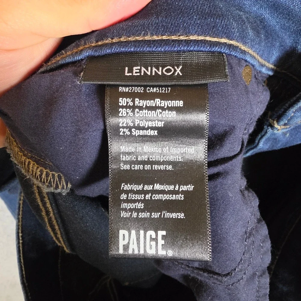 PAIGE Jeans Mens 34x32 Lennox Slim Fit vDark Blue Good Stretch Rayon Blend Denim